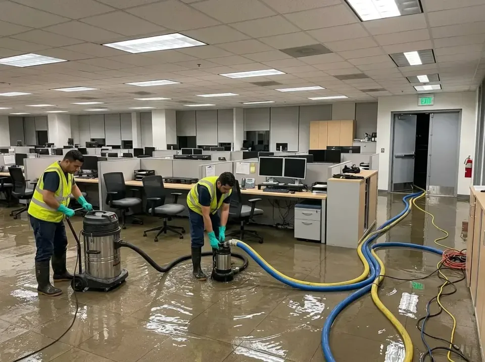 commercial-office-flooding-cle-007 — finished craftsmanship, Water Damage, Leak Detection & Mold Remediation Near Me in Unit…