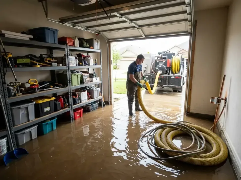 garage-flooded-from-burst-pipe-005 — recent job completion, Water Damage, Leak Detection & Mold Remediation Near Me in Unite…
