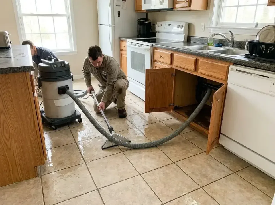 kitchen-under-sink-pipe-ruptur-002 — quality workmanship, Water Damage, Leak Detection & Mold Remediation Near Me in United…